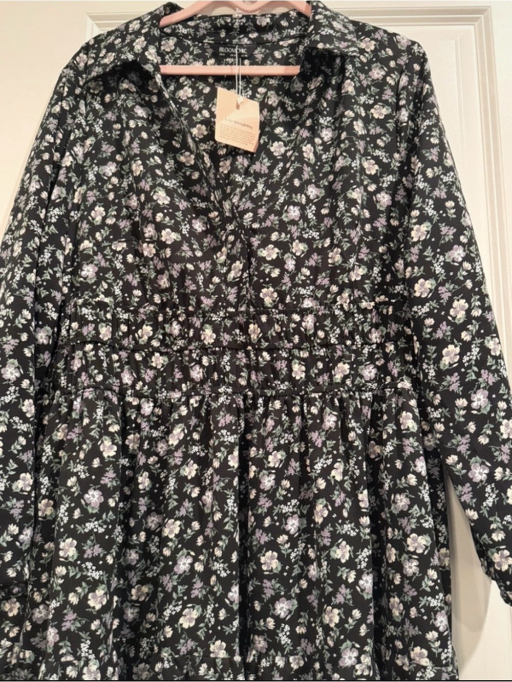 BloomChic Black Maxi Dress with White Floral Print - Picture 2 of 5